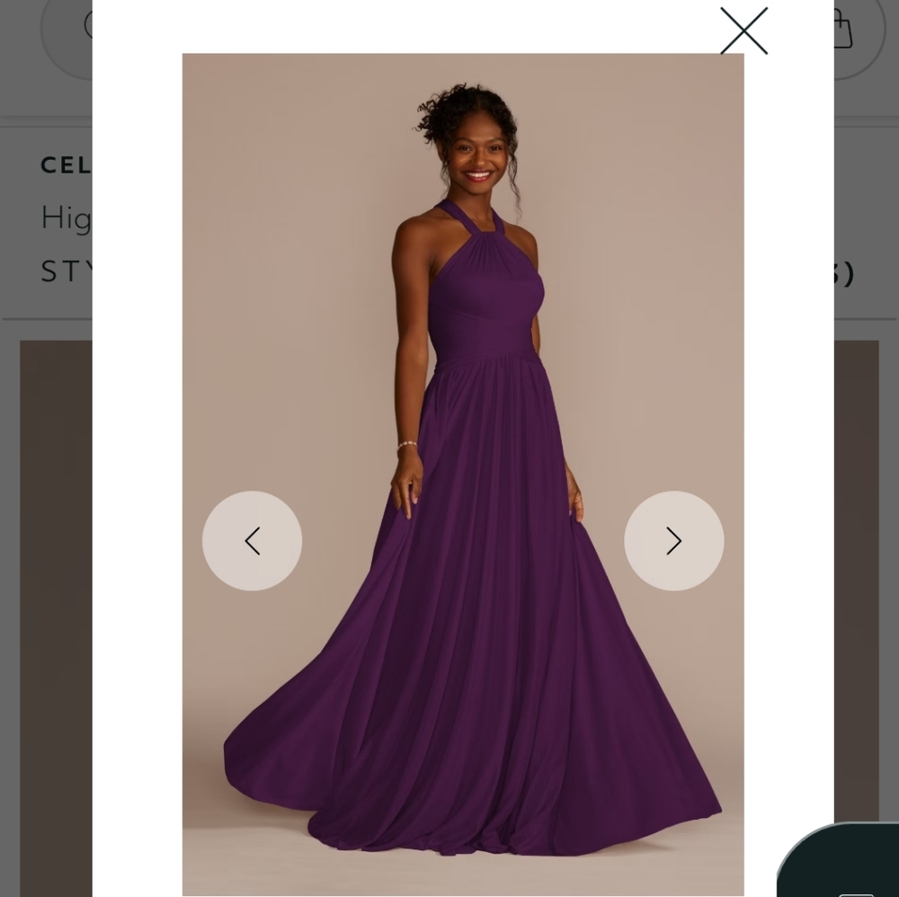 David's Bridal Deep Purple Halter Dress